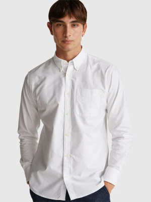 Benetton, White Regular Fit Button-down Shirt, Size: XS, White, Men United Colors of Benetton