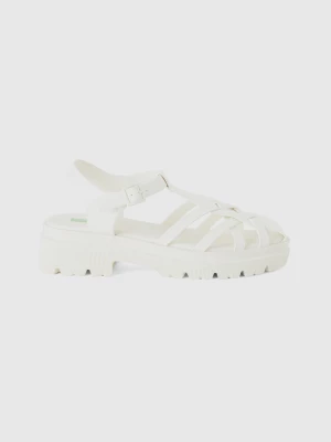 Benetton, White Sandals With Crisscrossed Straps, size 40, Creamy White, Women United Colors of Benetton