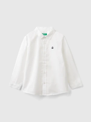 Benetton, White Shirt In Pure Cotton, Size: 116, White, Kids United Colors of Benetton
