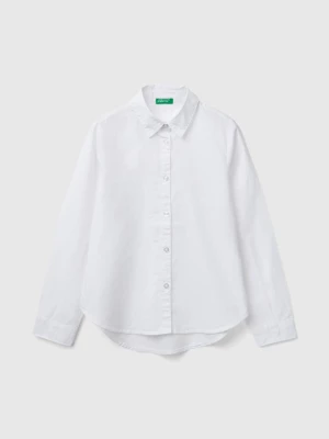 Benetton, White Shirt In Pure Cotton, size L, White, Kids United Colors of Benetton