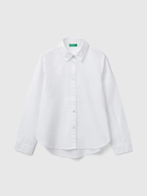 Benetton, White Shirt In Pure Cotton, size S, White, Kids United Colors of Benetton