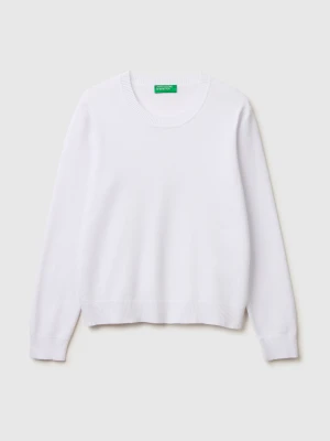 Benetton, White Sweater In Tricot Cotton, Size: XS, White, Women United Colors of Benetton