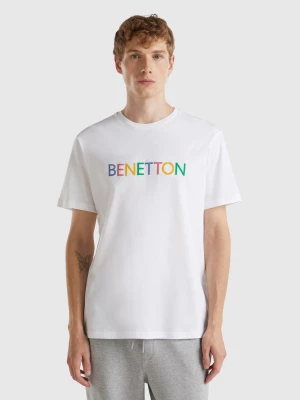 Benetton, White T-shirt In Organic Cotton With Logo, size XS, White, Men United Colors of Benetton