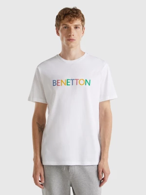 Benetton, White T-shirt In Organic Cotton With Logo, size XXL, White, Men United Colors of Benetton