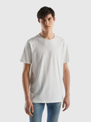 Benetton, White T-shirt In Slub Cotton, size L, White, Men United Colors of Benetton