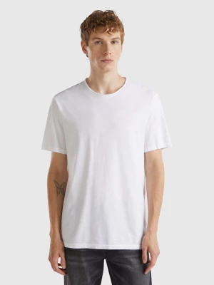 Benetton, White T-shirt In Slub Cotton, size L, White, Men United Colors of Benetton