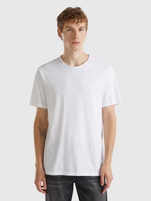 Benetton, White T-shirt In Slub Cotton, size M, White, Men United Colors of Benetton