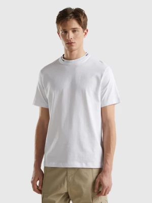 Benetton, White T-shirt With Embroidery On The Neck, size XS, White, Men United Colors of Benetton
