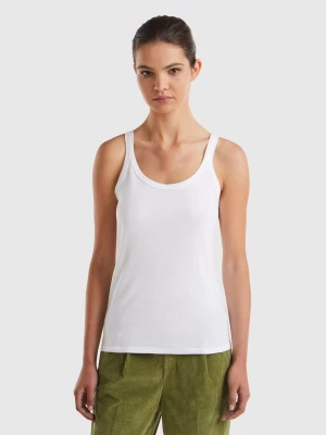 Benetton, White Tank Top In Pure Cotton, size L, White, Women United Colors of Benetton