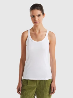 Benetton, White Tank Top In Pure Cotton, size XS, White, Women United Colors of Benetton