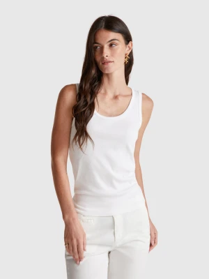 Benetton, White Tank Top In Pure Cotton, Size: XXS, White, Women United Colors of Benetton