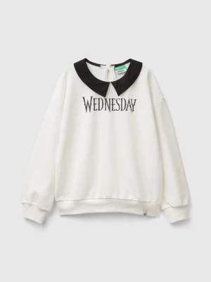 Benetton, White Wednesday Addams Collared Sweatshirt, size XL, White, Kids United Colors of Benetton