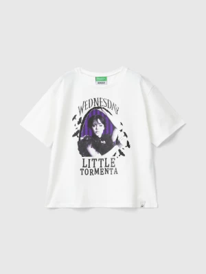 Benetton, White Wednesday Addams T-shirt, size XL, White, Kids United Colors of Benetton