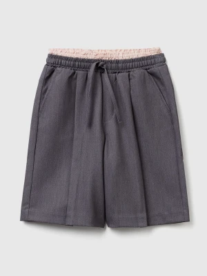Benetton, Wide Bermudas In Viscose Blend, Size: XL, Dark Gray, Kids United Colors of Benetton