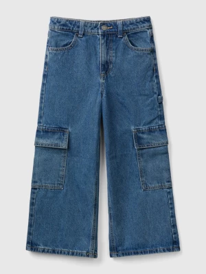 Benetton, Wide Fit Cargo Jeans, size 2XL, Blue, Kids United Colors of Benetton