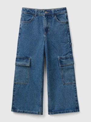 Benetton, Wide Fit Cargo Jeans, size 2XL, Blue, Kids United Colors of Benetton