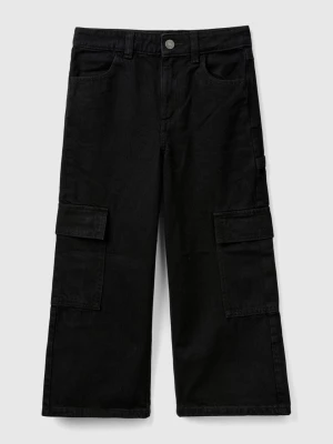 Benetton, Wide Fit Cargo Jeans, size 3XL, Black, Kids United Colors of Benetton