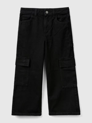 Benetton, Wide Fit Cargo Jeans, size L, Black, Kids United Colors of Benetton