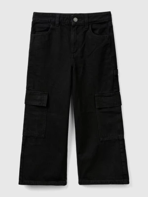 Benetton, Wide Fit Cargo Jeans, size M, Black, Kids United Colors of Benetton