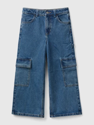 Benetton, Wide Fit Cargo Jeans, size M, Blue, Kids United Colors of Benetton