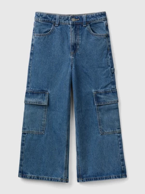 Benetton, Wide Fit Cargo Jeans, size S, Blue, Kids United Colors of Benetton