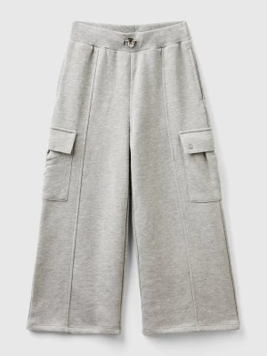 Benetton, Wide Fit Cargo Trousers, size 2XL, Light Gray, Kids United Colors of Benetton