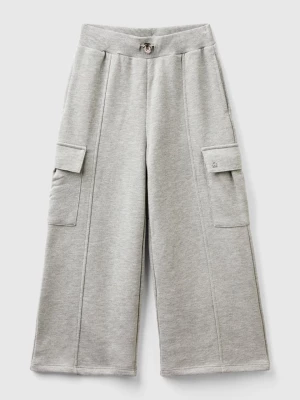 Benetton, Wide Fit Cargo Trousers, size 3XL, Light Gray, Kids United Colors of Benetton