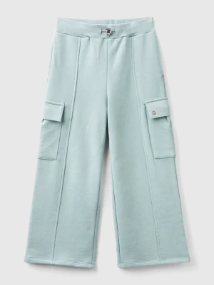 Benetton, Wide Fit Cargo Trousers, size L, Pearl Gray, Kids United Colors of Benetton