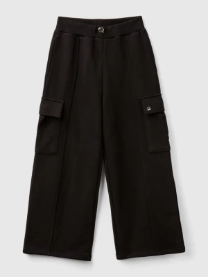 Benetton, Wide Fit Cargo Trousers, size M, Black, Kids United Colors of Benetton