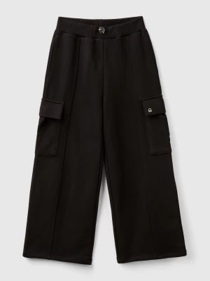 Benetton, Wide Fit Cargo Trousers, size M, Black, Kids United Colors of Benetton