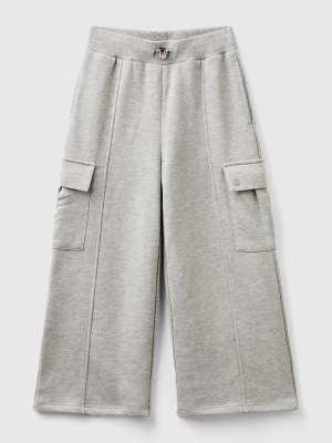 Benetton, Wide Fit Cargo Trousers, size M, Light Gray, Kids United Colors of Benetton