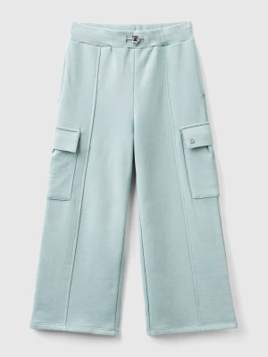 Benetton, Wide Fit Cargo Trousers, size M, Pearl Gray, Kids United Colors of Benetton