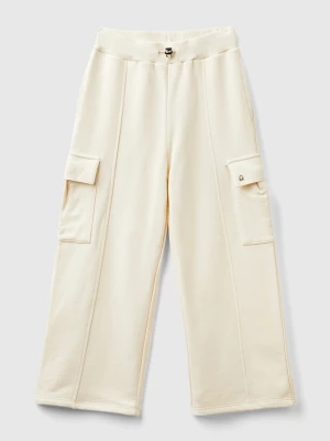 Benetton, Wide Fit Cargo Trousers, size XL, Creamy White, Kids United Colors of Benetton