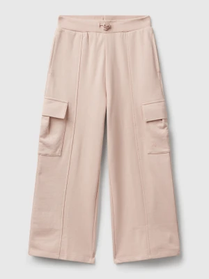 Benetton, Wide Fit Cargo Trousers, Size: XL, Soft Pink, Kids United Colors of Benetton