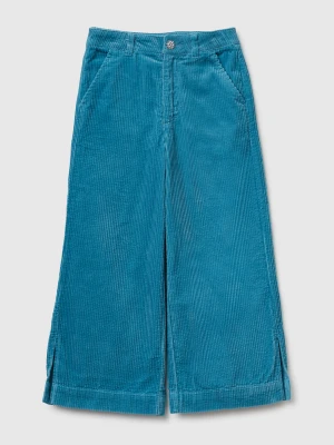 Benetton, Wide Fit Corduroy Trousers, Size: L, Turquoise, Kids United Colors of Benetton