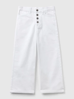 Benetton, Wide Fit High-waisted Trousers, size 2XL, White, Kids United Colors of Benetton