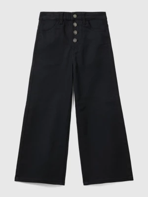 Benetton, Wide Fit High-waisted Trousers, size S, Black, Kids United Colors of Benetton
