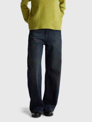 Benetton, Wide Fit Jeans In Stretch Cotton, Size: 34, Blue, Women United Colors of Benetton