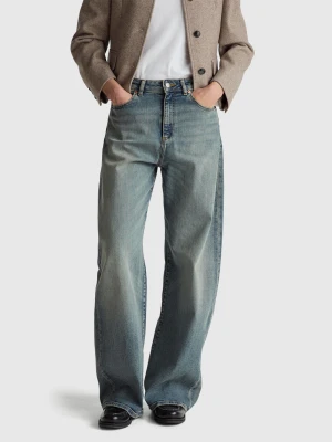 Benetton, Wide Fit Jeans In Stretch Cotton, Size: 34, Light Blue, Women United Colors of Benetton