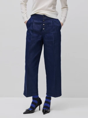 Benetton, Wide-fit Jeans With Lurex, Size: 34, Dark Blue, Women United Colors of Benetton