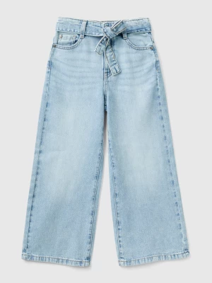 Benetton, Wide Fit Jeans With Sash, size L, Light Blue, Kids United Colors of Benetton