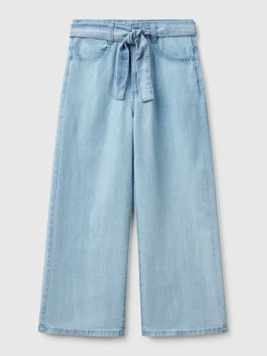 Benetton, Wide Fit Jeans With Sash, Size: XL, Light Blue, Kids United Colors of Benetton