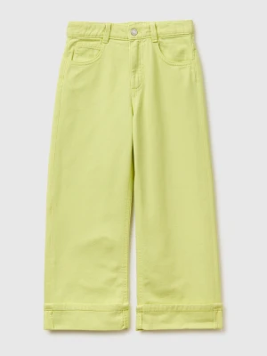 Benetton, Wide-fit Trousers With Cuffs, Size: XL, Lime, Kids United Colors of Benetton
