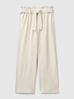 Benetton, Wide Fit Trousers With Lurex, size XL, Creamy White, Kids United Colors of Benetton