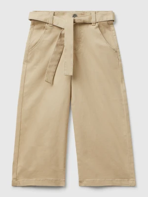Benetton, Wide Fit Trousers With Sash, size 116, Dove Gray, Kids United Colors of Benetton
