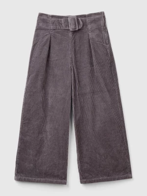 Benetton, Wide Fit Velvet Trousers, size 2XL, Dark Gray, Kids United Colors of Benetton