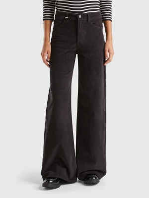 Benetton, Wide Fit Velvet Trousers, Size: 33, Black, Women United Colors of Benetton