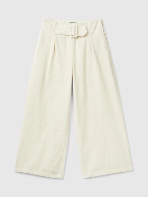 Zdjęcie produktu Benetton, Wide Fit Velvet Trousers, size L, Creamy White, Kids United Colors of Benetton