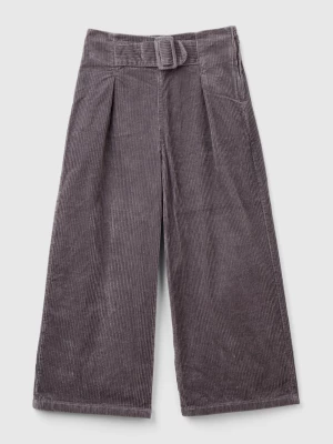 Benetton, Wide Fit Velvet Trousers, size S, Dark Gray, Kids United Colors of Benetton