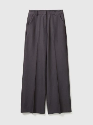 Benetton, Wide Flowy Trousers, Dark Gray, Women United Colors of Benetton
